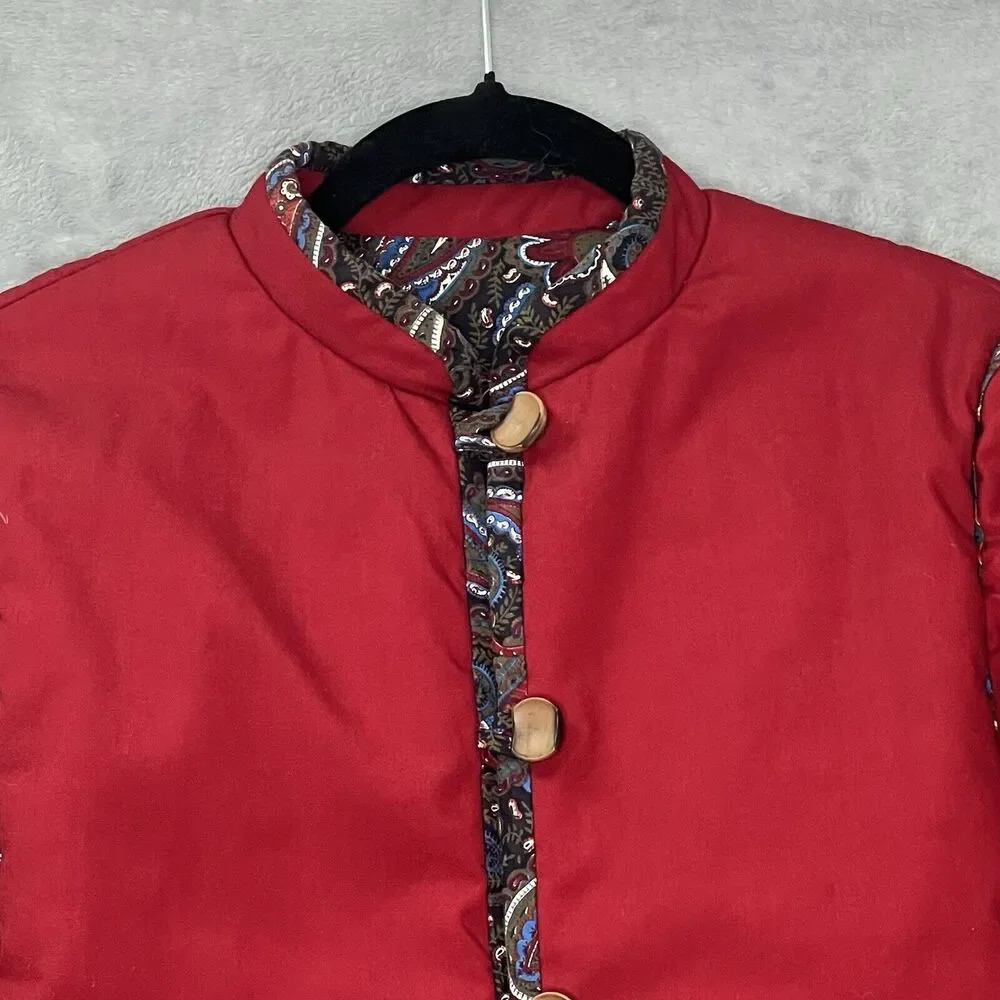 Vtg Patchwork Asian Traditional Red Reversible Pa… - image 4